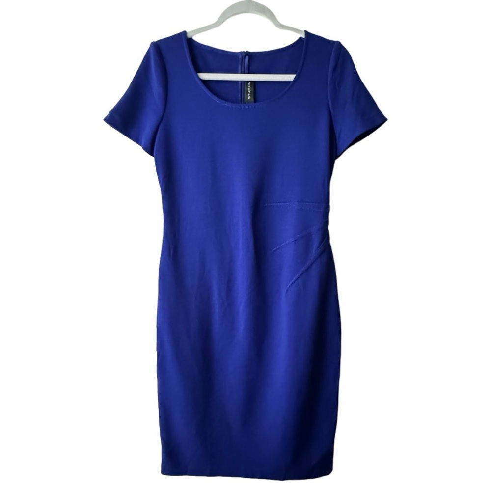 St. John | NWOT Wool Blend Blue Milano Knit Sheath Dress